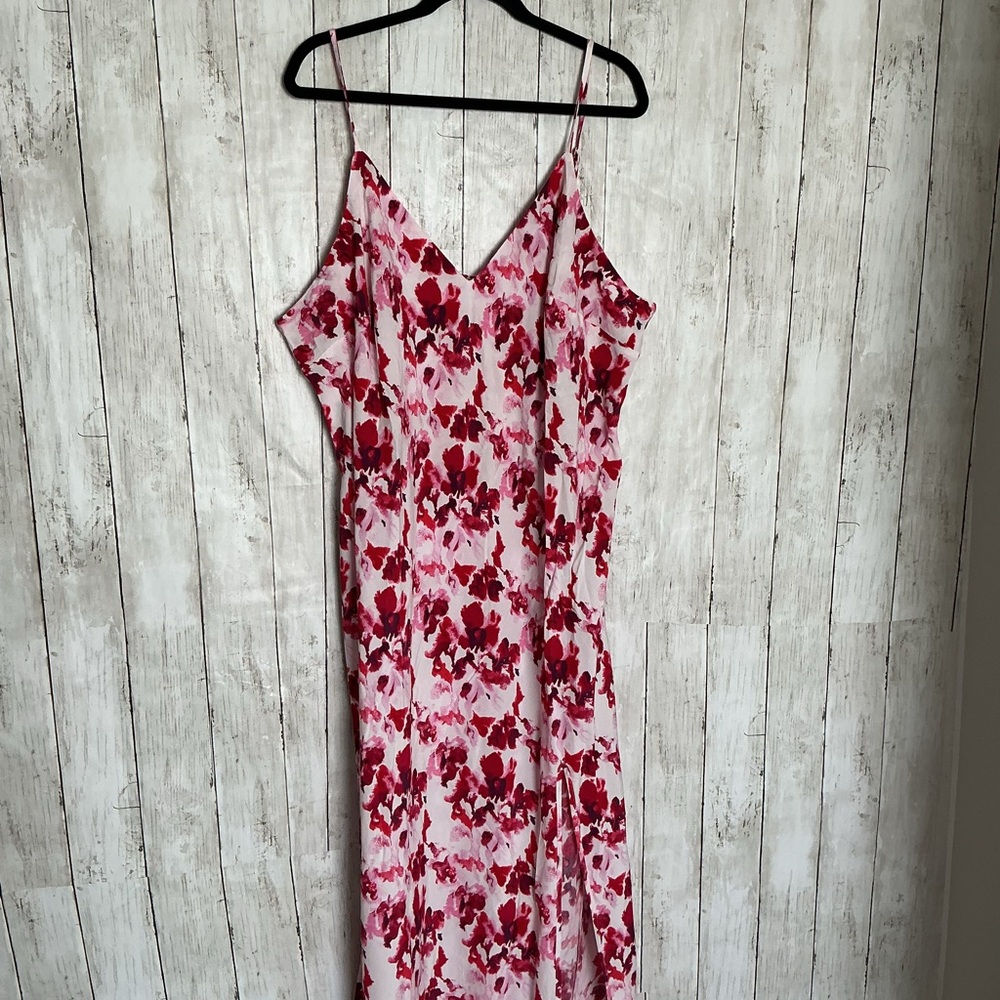 a new day Floral Midi Dress in Pink and Red